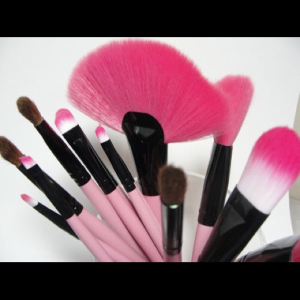 24 Piece Makeup Brush Set with Roll Case